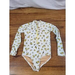Crewcuts Size 6 Yellow Floral Long Sleeve Rash Guard